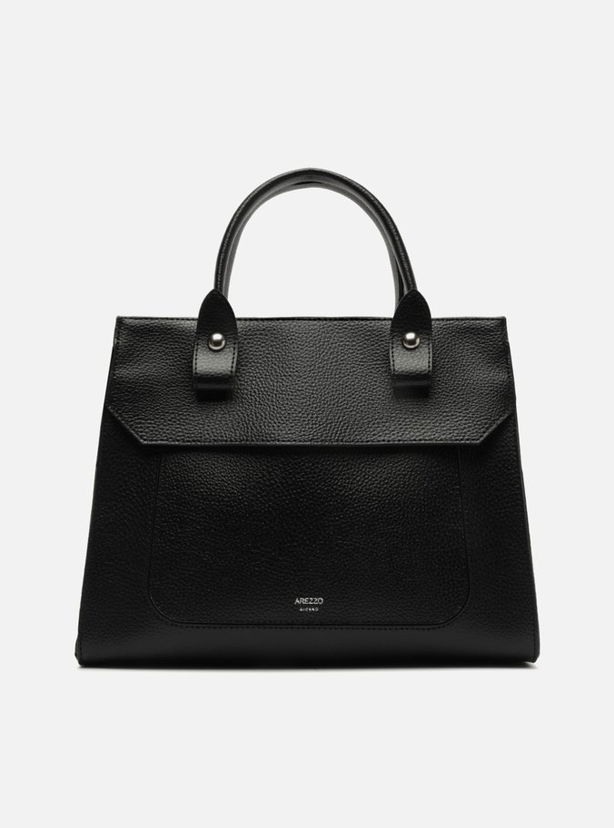 Bolsa Tote Preta Grande Detalhe Camurça