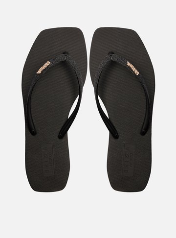 Chinelo de Dedo Preto Glitter Square Brizza