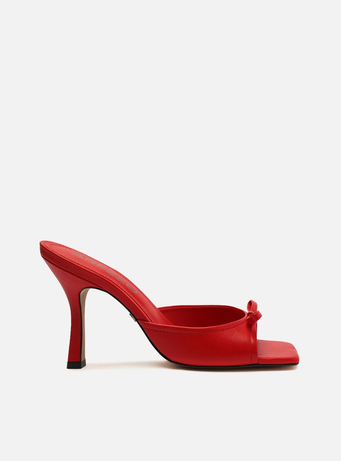 Mule Vermelho Laço Salto Médio