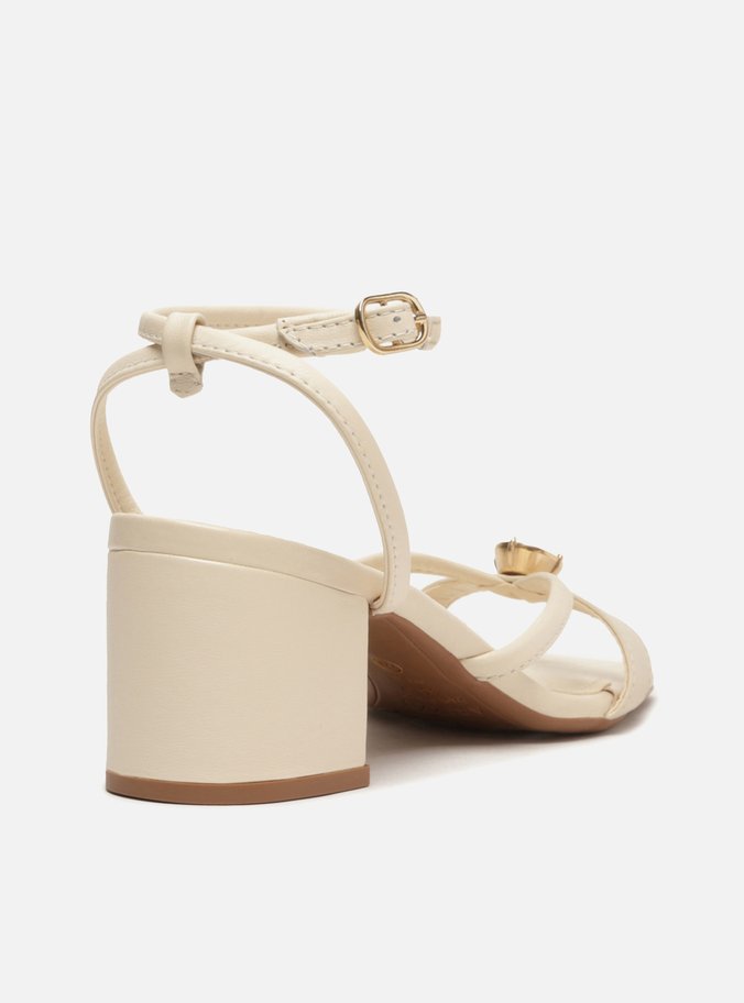 Sandália Off-White Salto Bloco Baixo