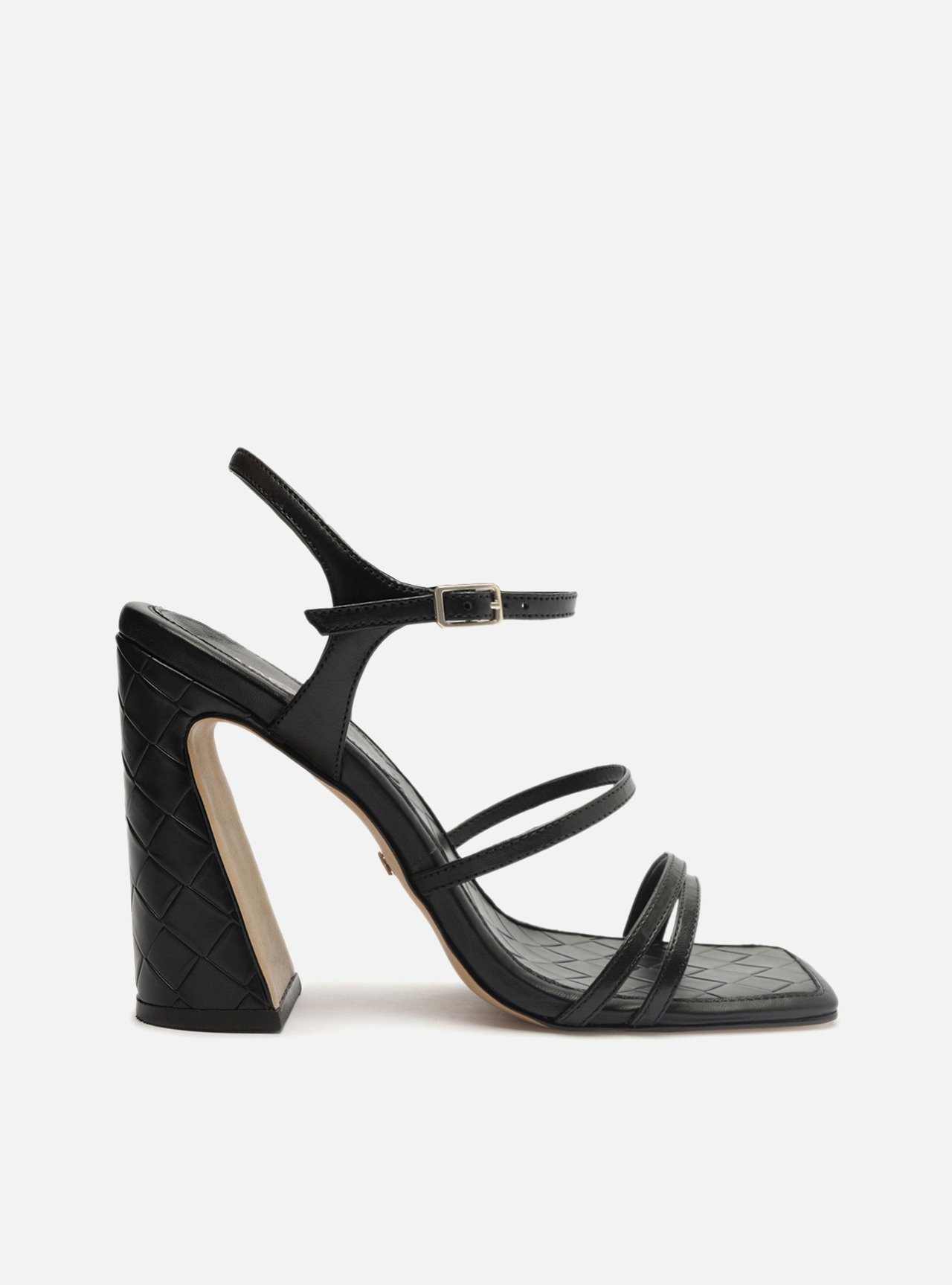 Sandália Preta Salto Alto Bloco Matelassê — foto 1