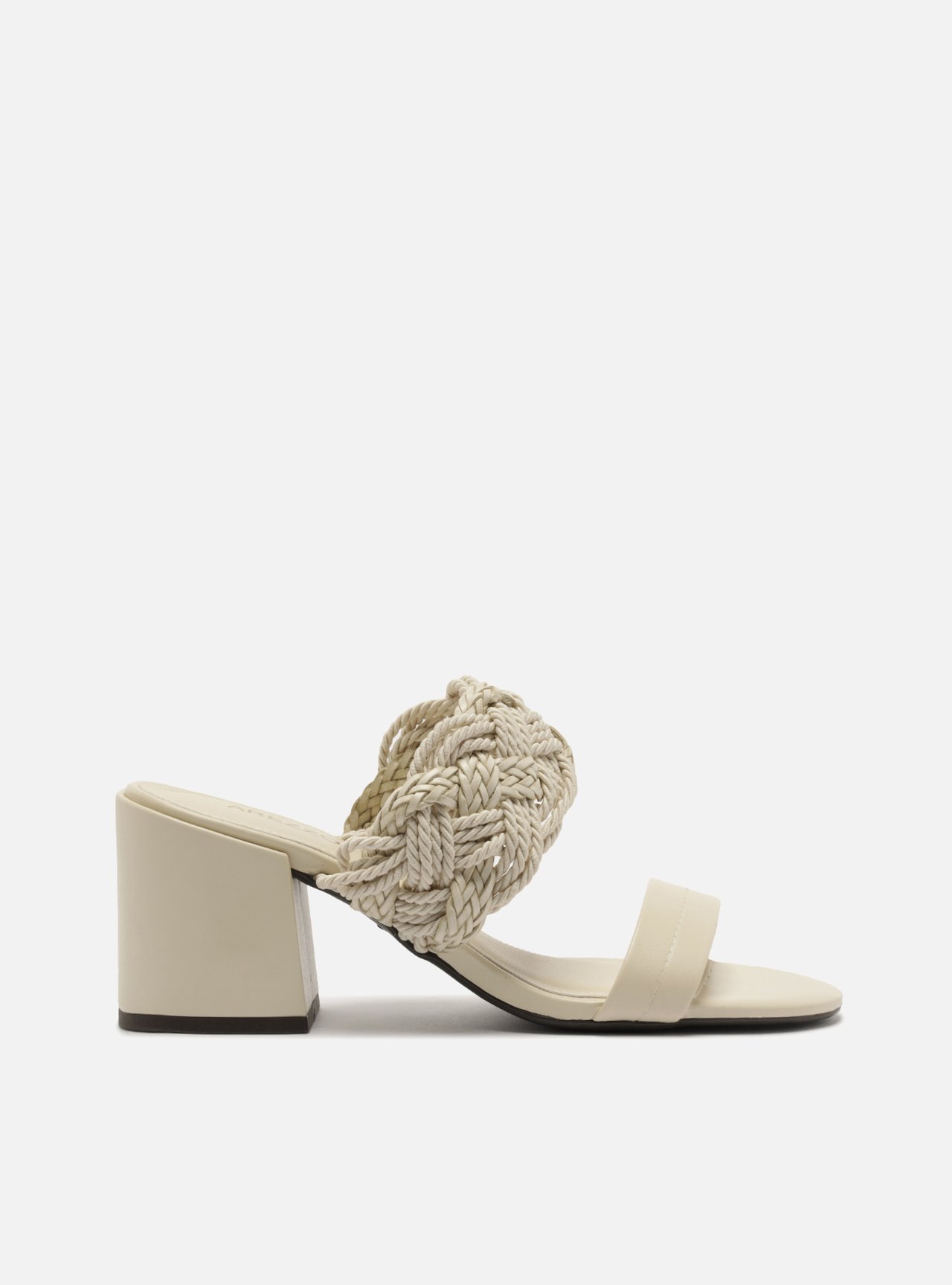 Sandália Off-White Couro Bloco Tiras Largas Trançada — foto 1