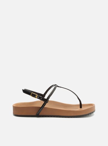 Sandália Papete Preta Flatform Slim