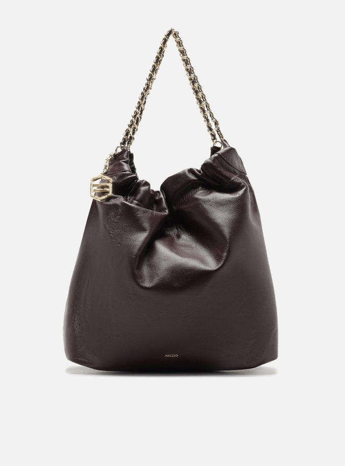 Bolsa Hobo Vermelho Couro Grande Alça Corrente