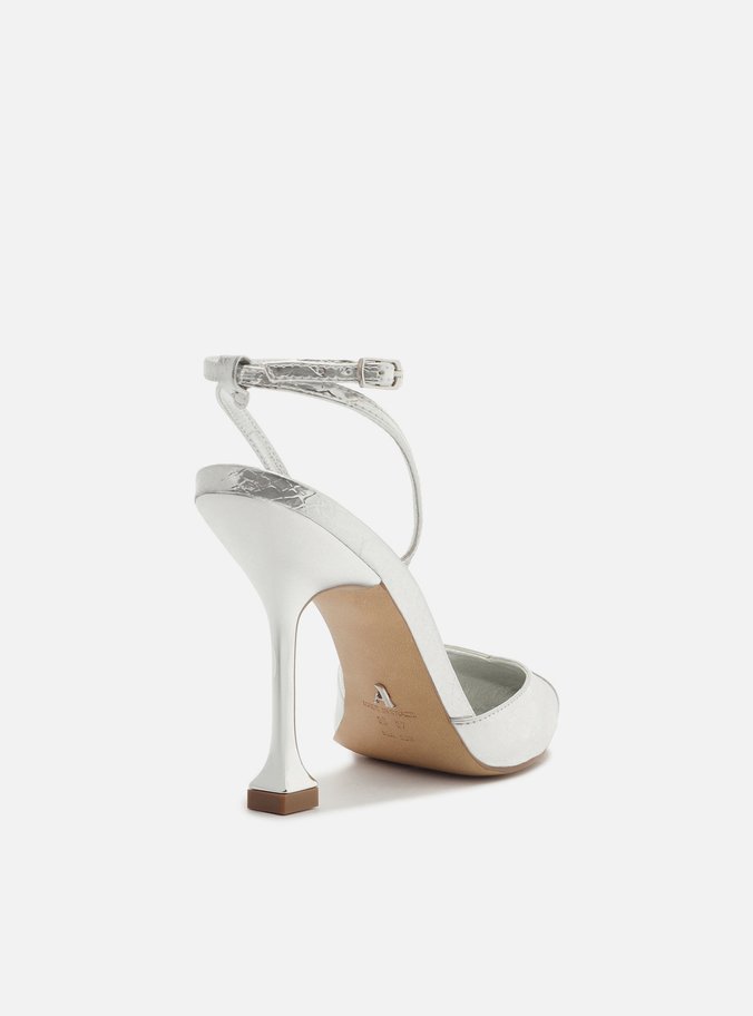 Scarpin Prata Snake Salto Fino Taça