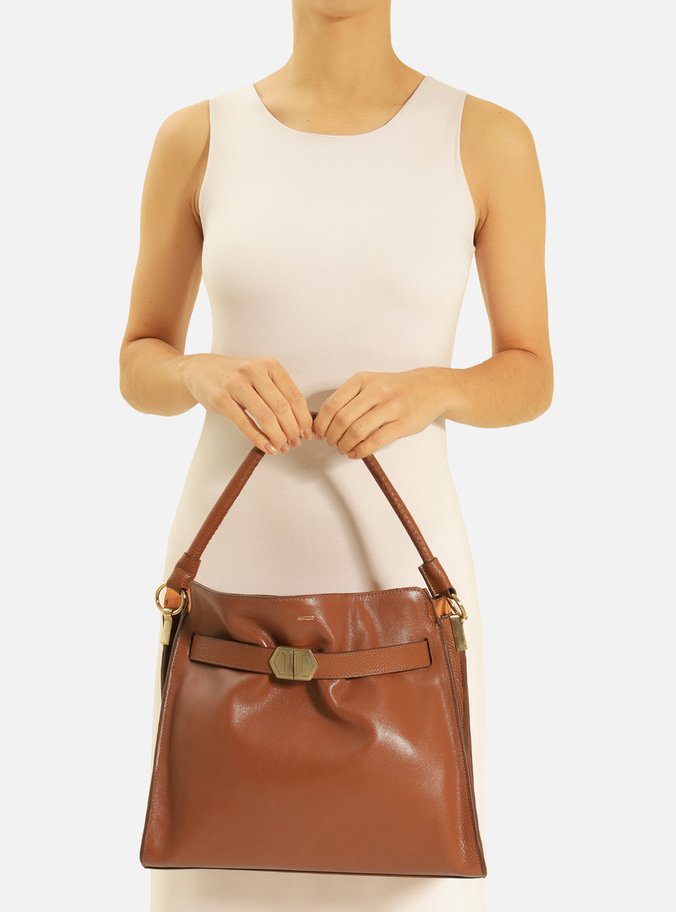 Bolsa Tote Marrom Couro Grande Color 