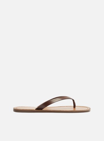 Rasteira Marrom Couro Flat Flip Flop