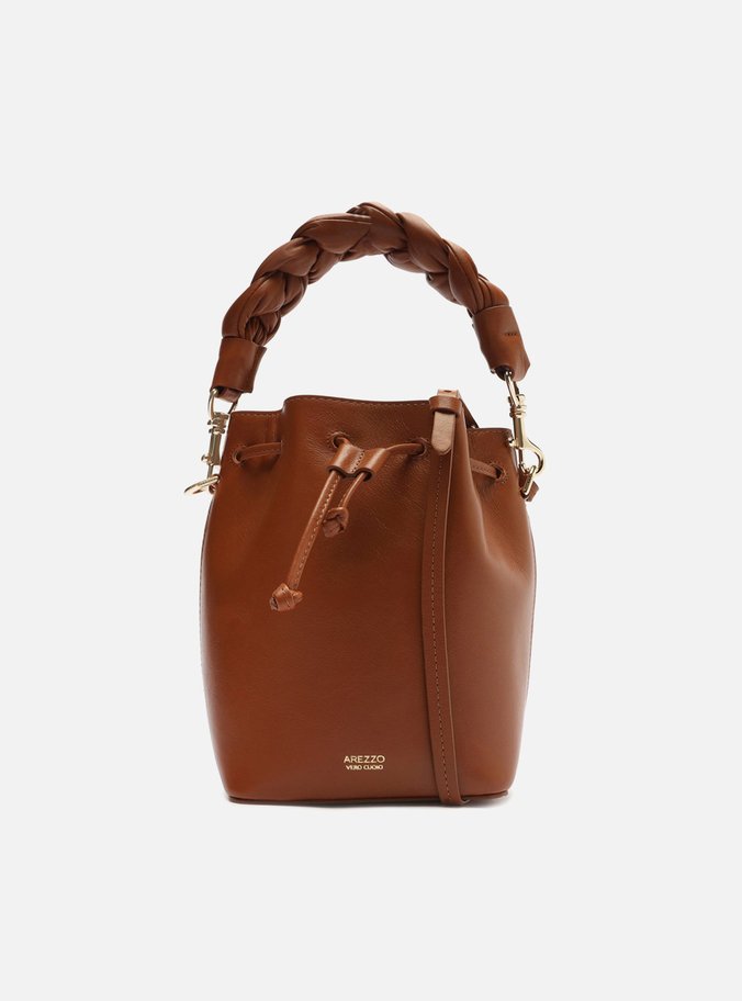Bolsa Bucket Marrom Couro Julia Média Alça