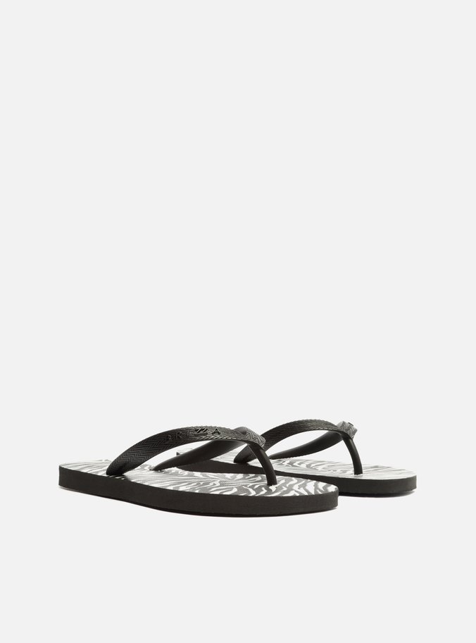 Chinelo de Dedo Animal Print Tiras Preto