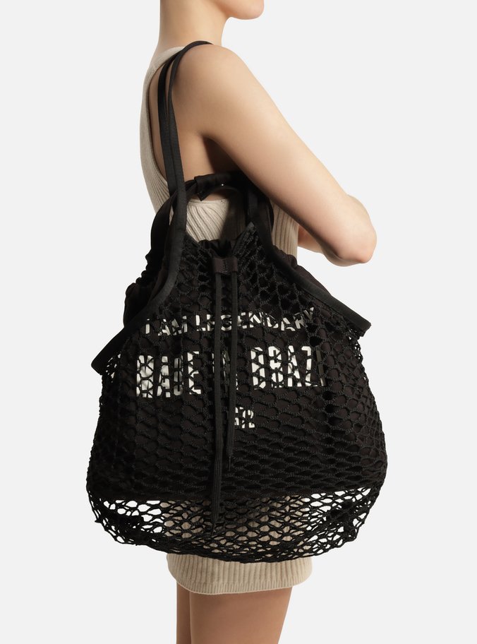 Bolsa Shopping Preta Tela Lona Grande TIG