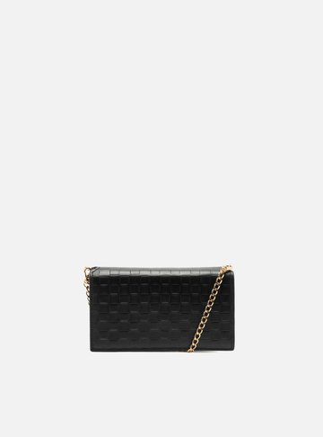 Clutch Preta Couro Tressê Pequena Silvia Braz