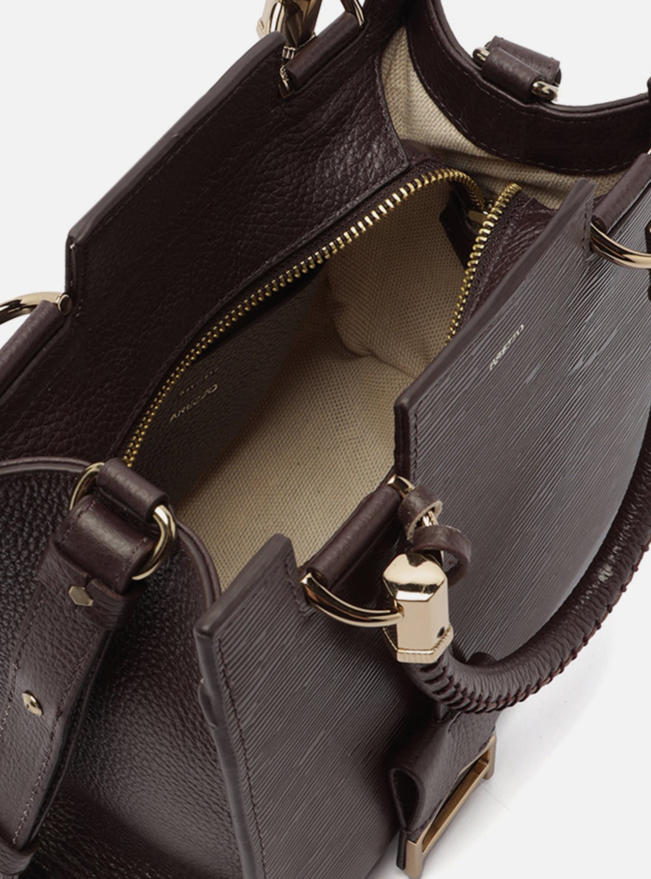 Bolsa Tote Marrom Couro Abraccio Média — foto 4
