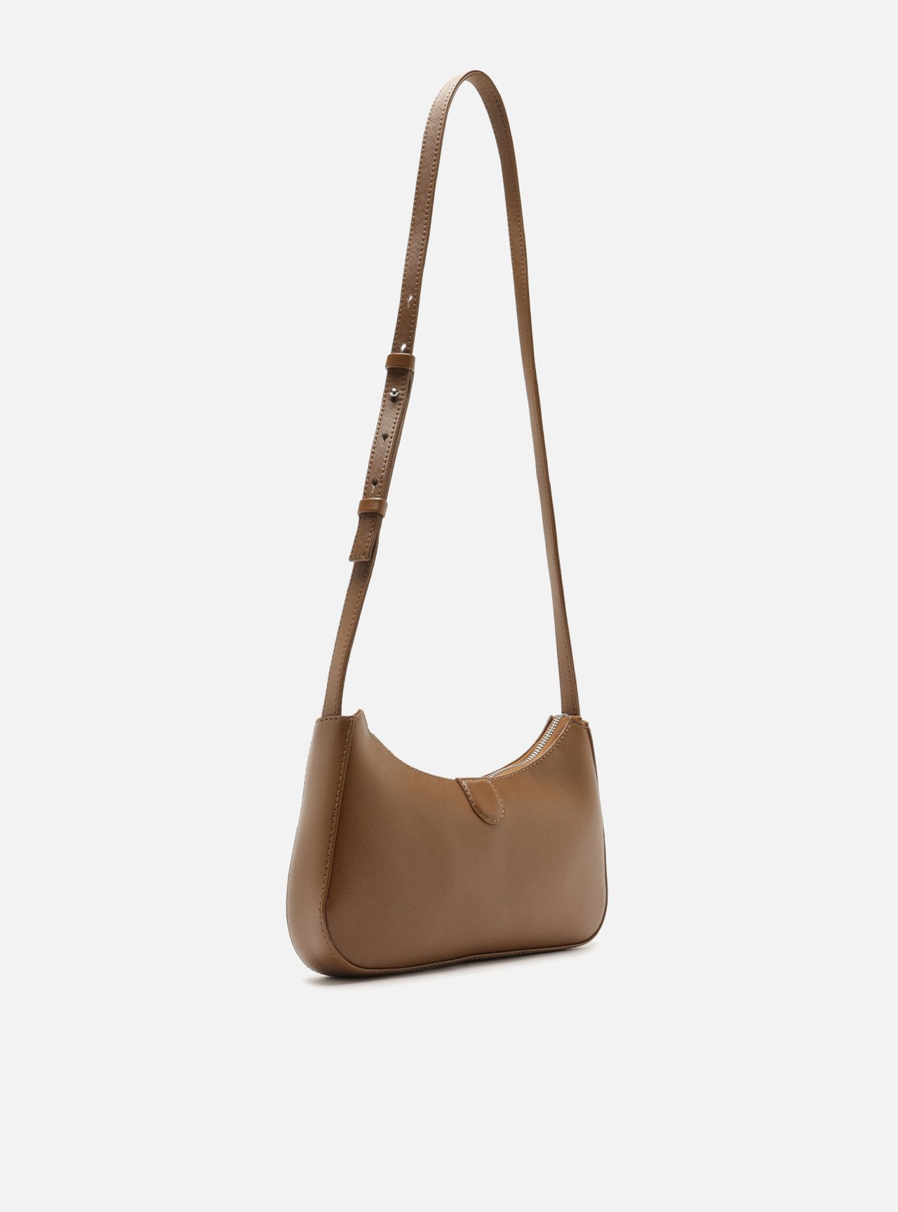 Bolsa Tiracolo Marrom Pequena Granulada Metais — foto 5