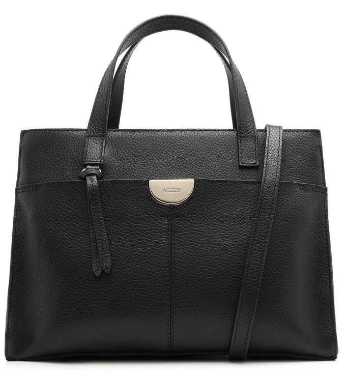 Bolsa Tote Preta Couro Andréia Grande