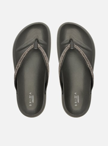 Chinelo de Dedo Preto Strass Lara Brizza