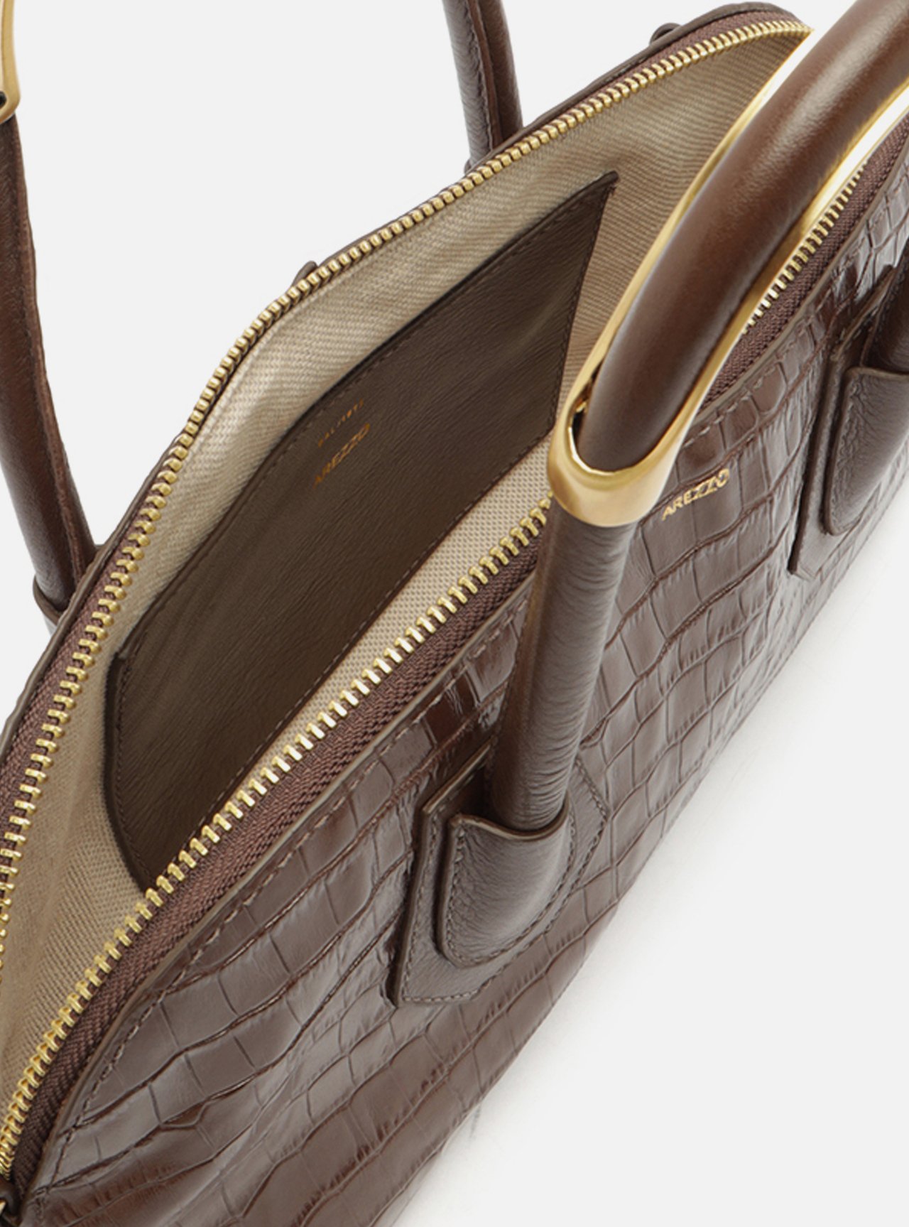 Bolsa Tote Marrom Couro Média Croco — foto 4