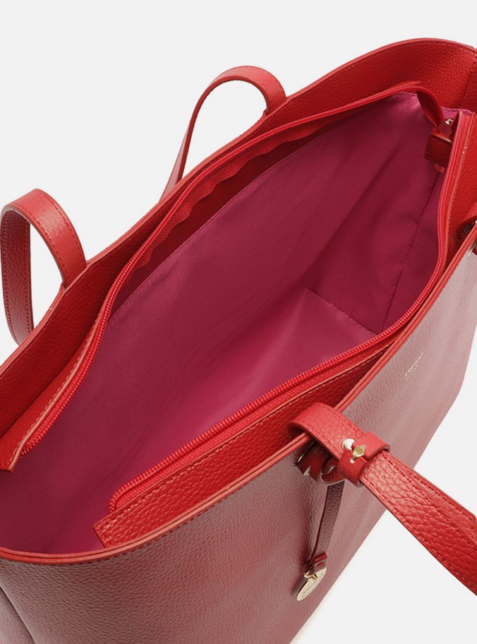 Bolsa Shopping Vermelha Grande Charm Metal