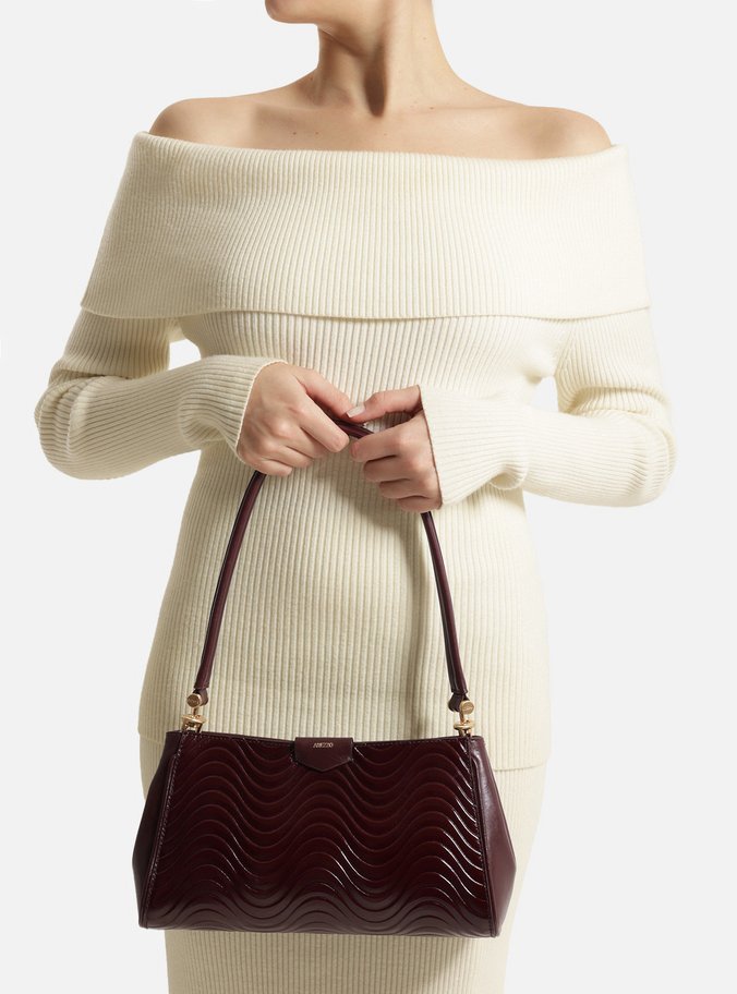 Bolsa Shoulder Bordô Couro Wave Média