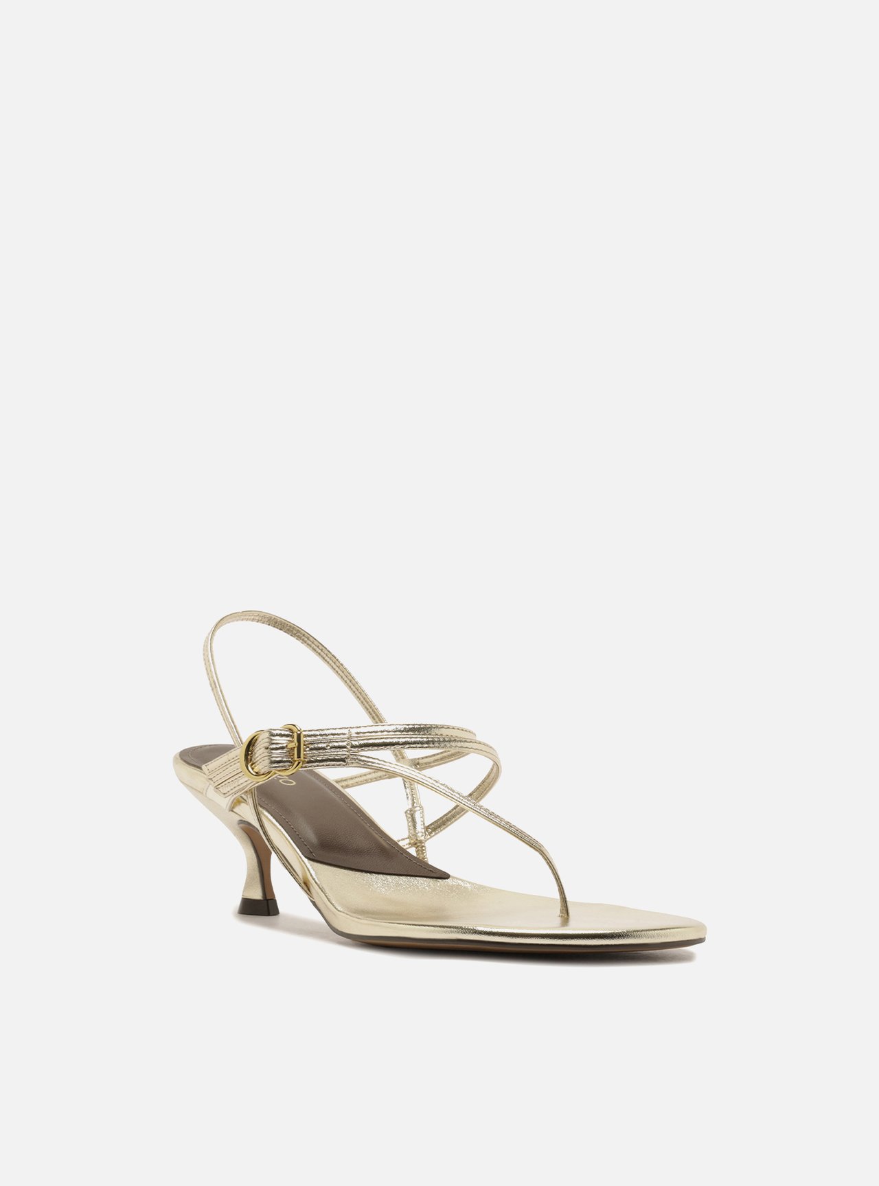Sandália Marrom Salto Bloco Fivela Tiras Slingback — foto 2