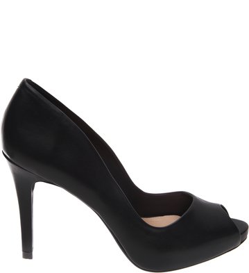 Sandália Couro Peep Toe Preta