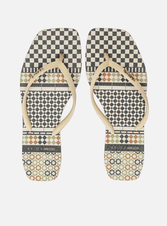 Chinelo de Dedo Branco Estampa Square Marrocos