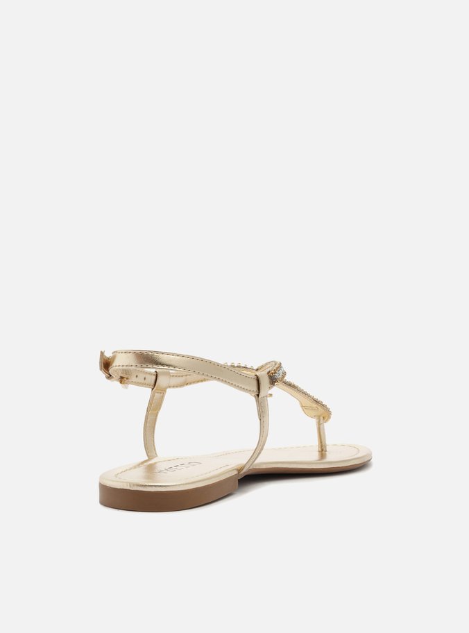 Rasteira Dourada Tiras Slim Pedraria Snake