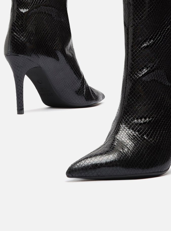 Bota Preta Snake Cano Alto Salto Fino