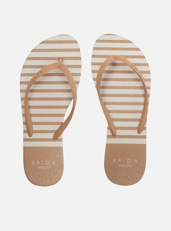 Chinelo  Marrom Listras Brizza
