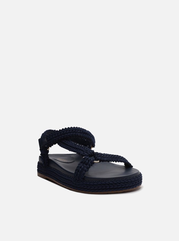 Sandália Marinho Texturizada Flatform Maju
