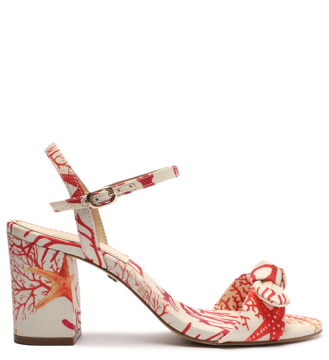 Sandália Estampada Salto Bloco Laço