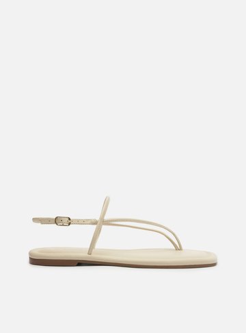 Sandália Rasteira Branca Slim Bico Quadrado
