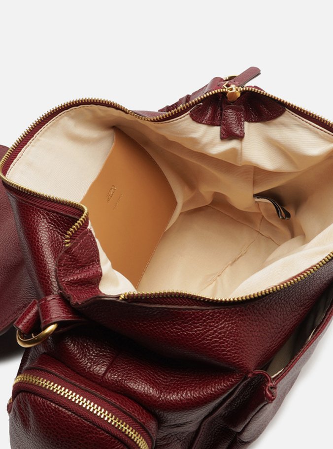 Bolsa Hobo Vermelha Couro Grande Bolsos