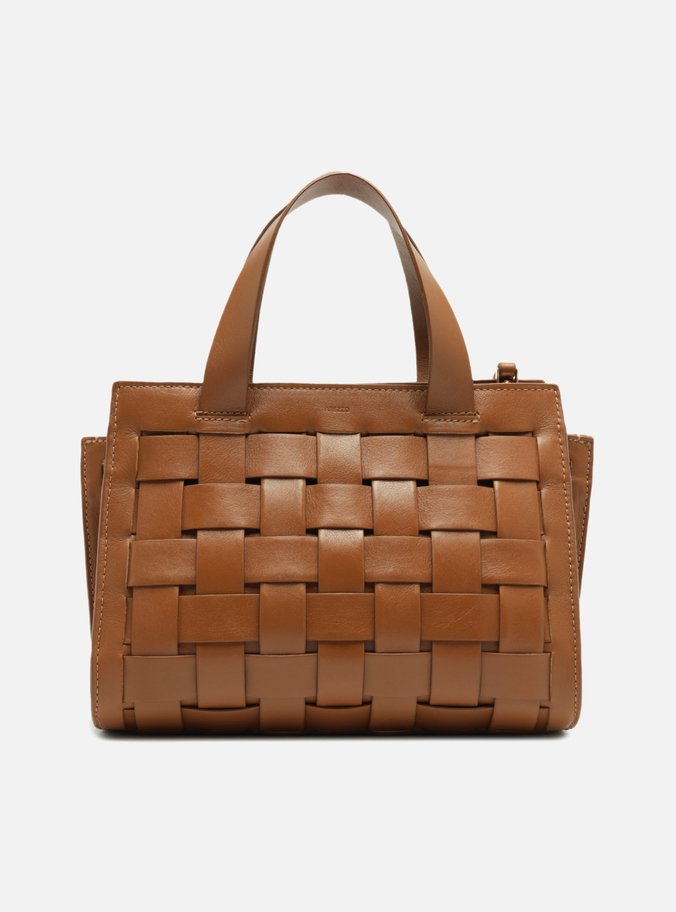 Bolsa Tote Marrom Couro Grande Tressê Maxi Lenny