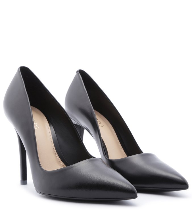 Scarpin Couro Salto Alto Preto