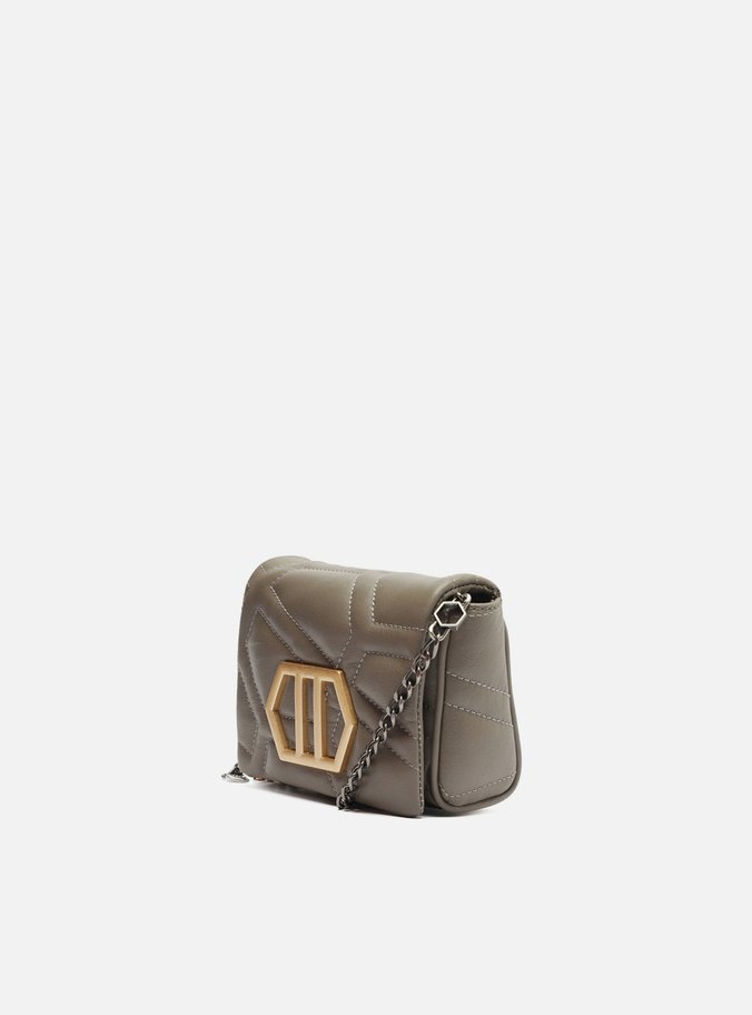 Mini Bag Tiracolo Cinza Couro Emma