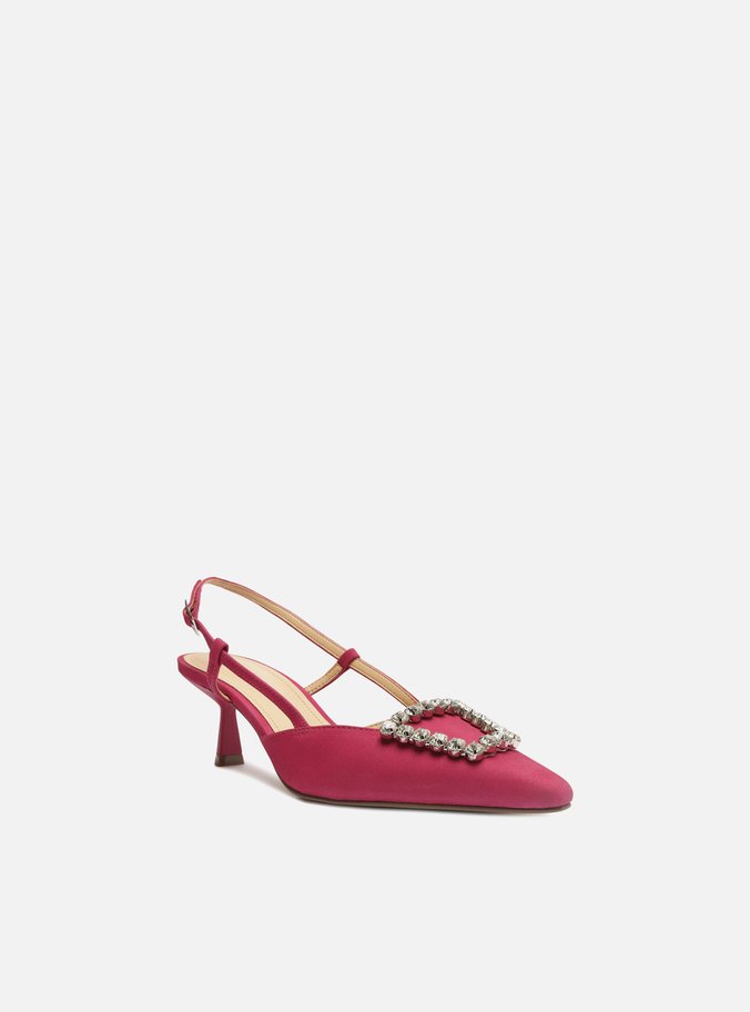 Scarpin Rosa Nobuck Bico Fino Slingback Emily