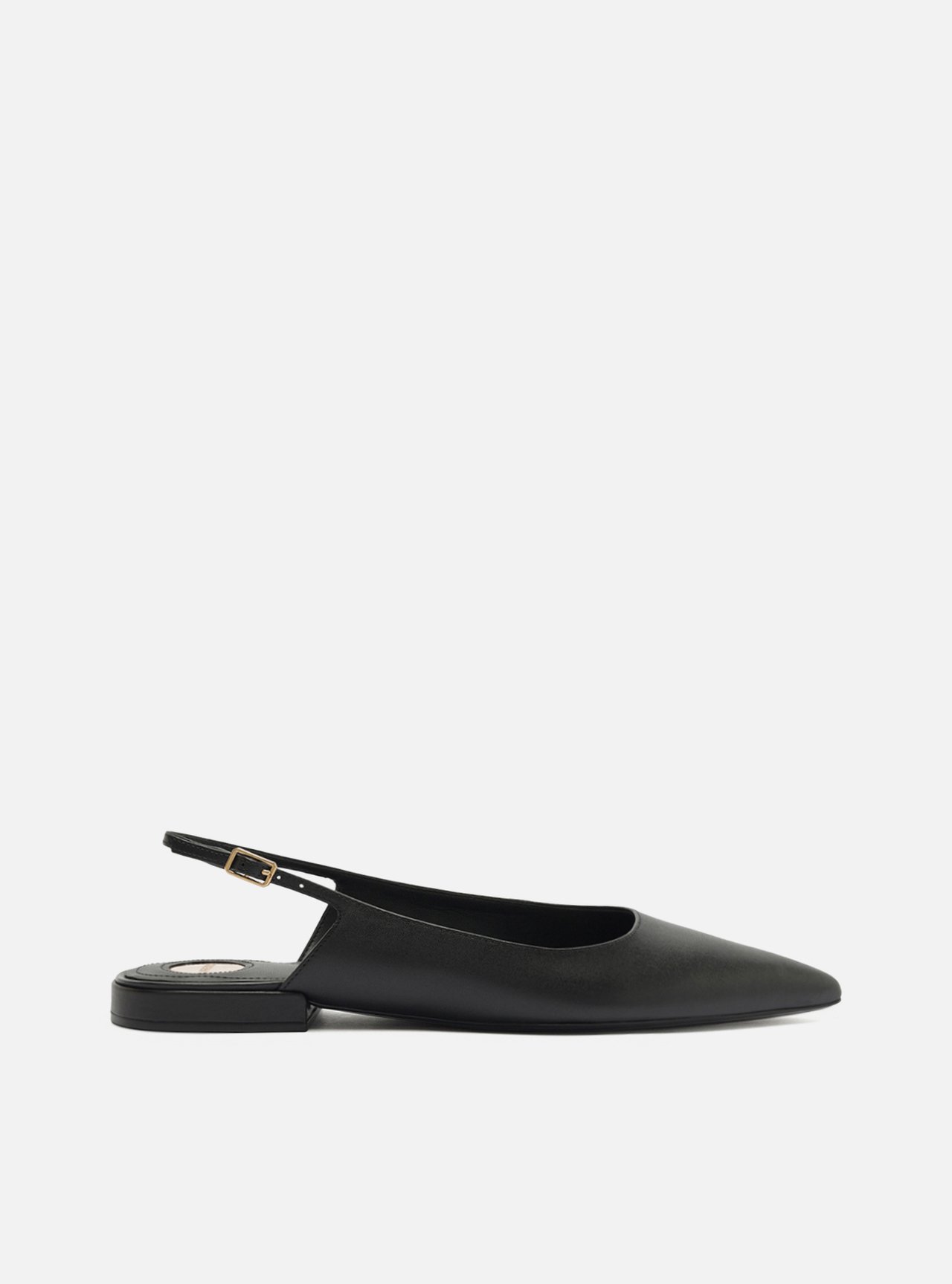 Sapatilha Preta Couro Slingback Bico Fino — foto 1