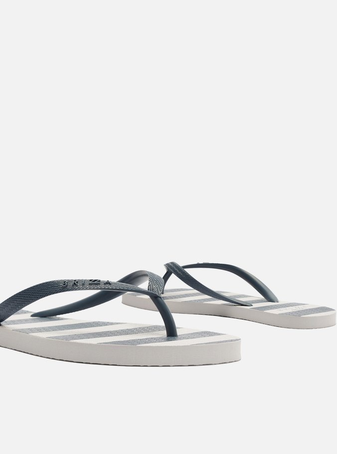 Chinelo de Dedo Azul e Branco Listras Brizza