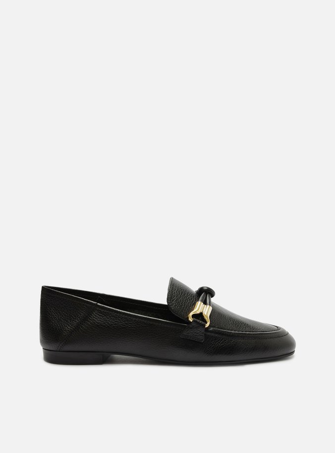 Mocassim Preto Couro Tiras Nó