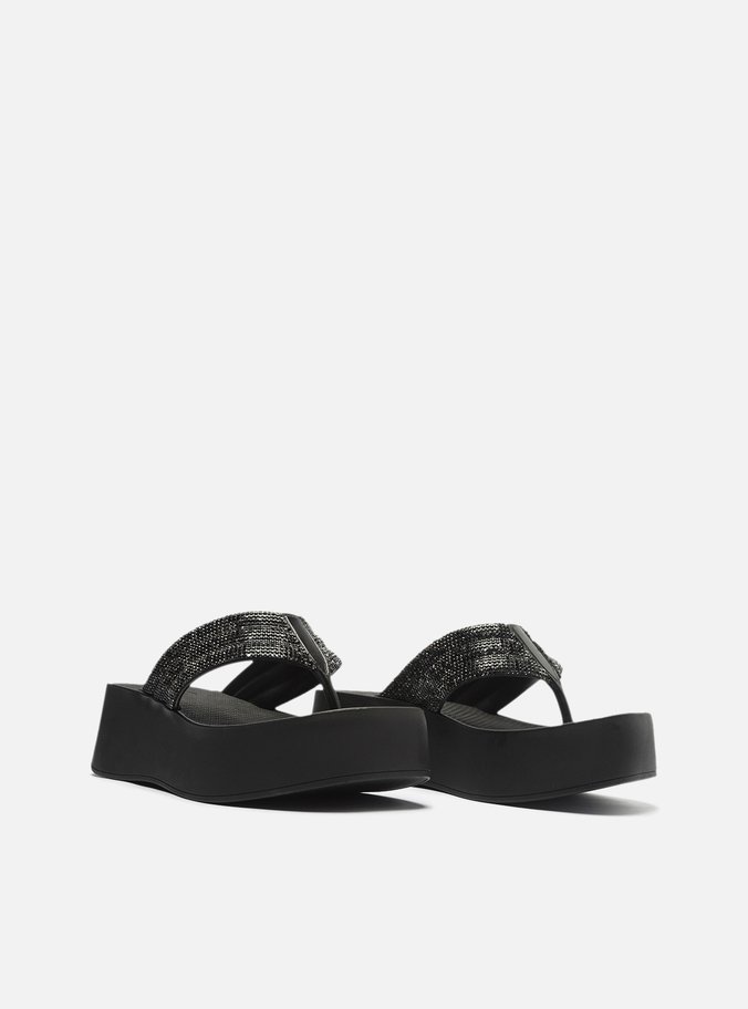 Tamanco Preta Flatform Lulu Strass
