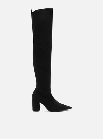 Bota Over The Knee Preta Suede Salto Bloco Arezzo