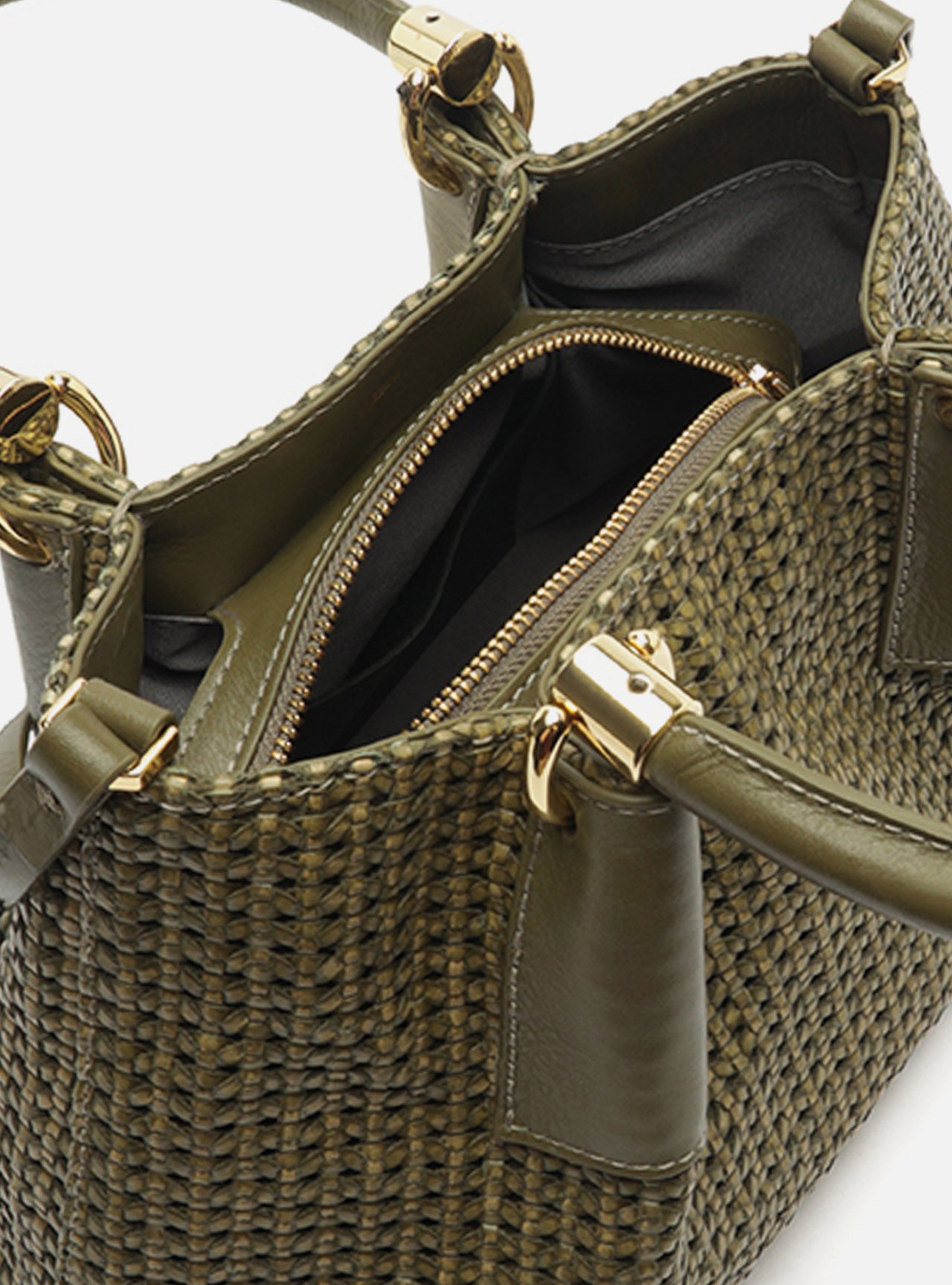 Bolsa Tote Verde Couro Tramada Média — foto 4