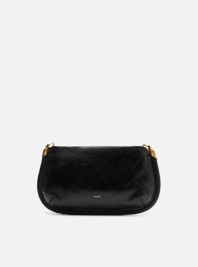 Bolsa Tiracolo Preta Couro Worn Média