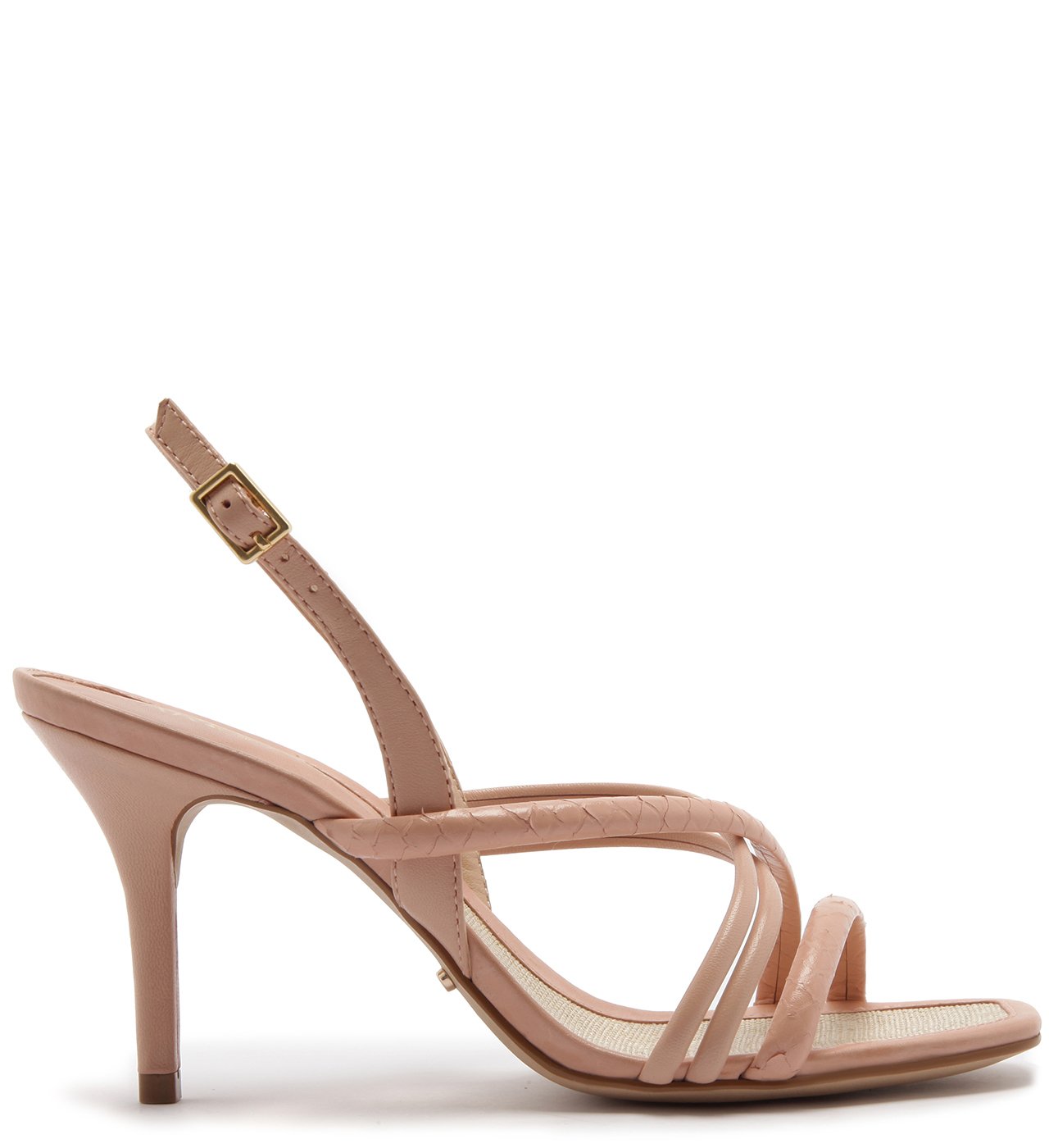 Sandália Viper Skin Salto Médio Bico Quadrado Verano Rosé | Arezzo