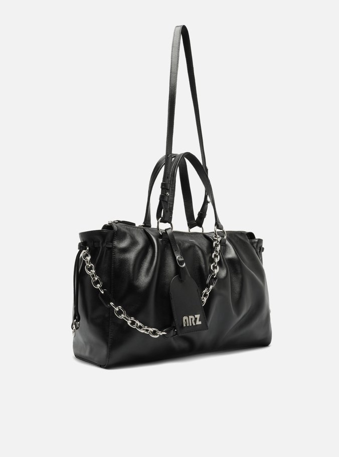 Bolsa Tote Couro Preta Grande