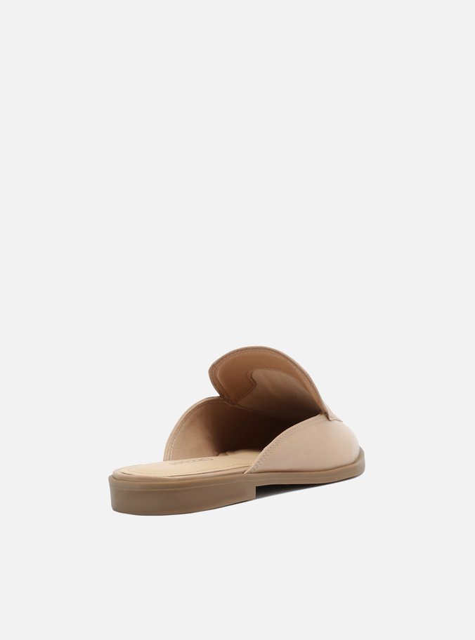 Mule Rasteira Couro Nude