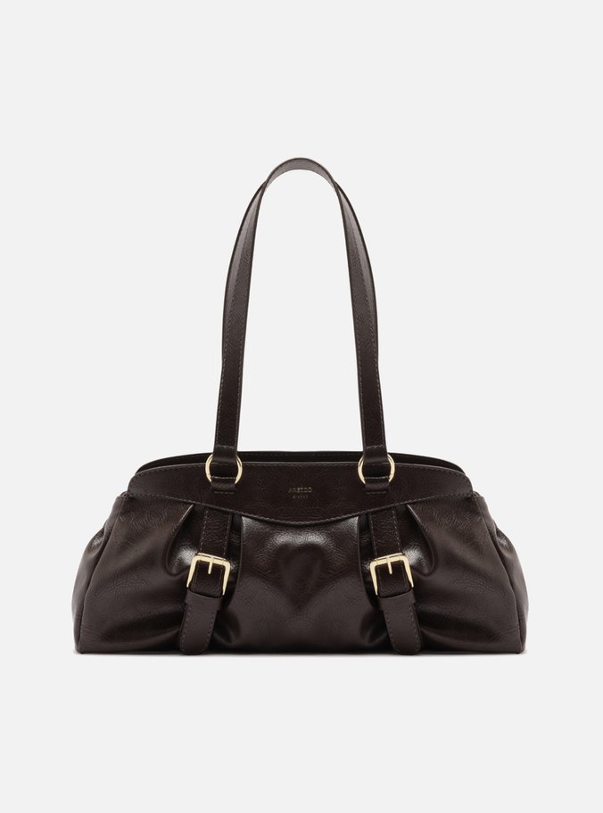 Bolsa Shoulder Marrom Grande Fivelas Douradas