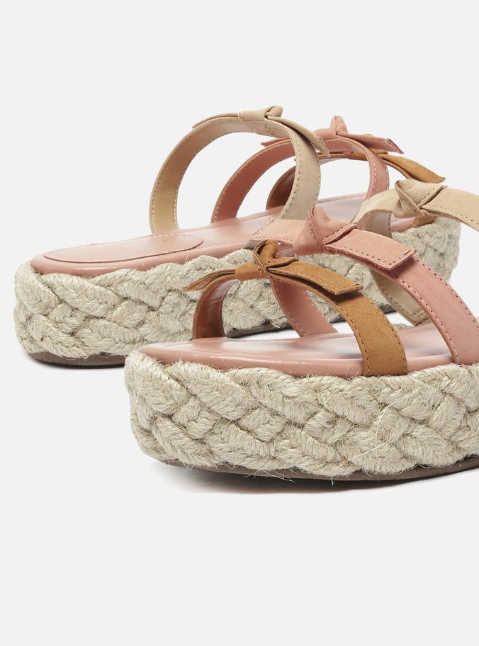 Sandália Marrom Nobuck Flatform Corda Nós