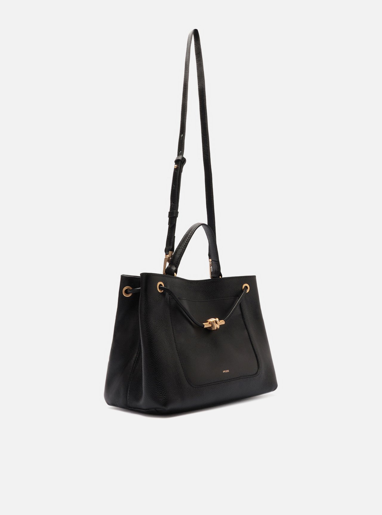 Bolsa Tote Preta Couro Helena Grande Nó — foto 5