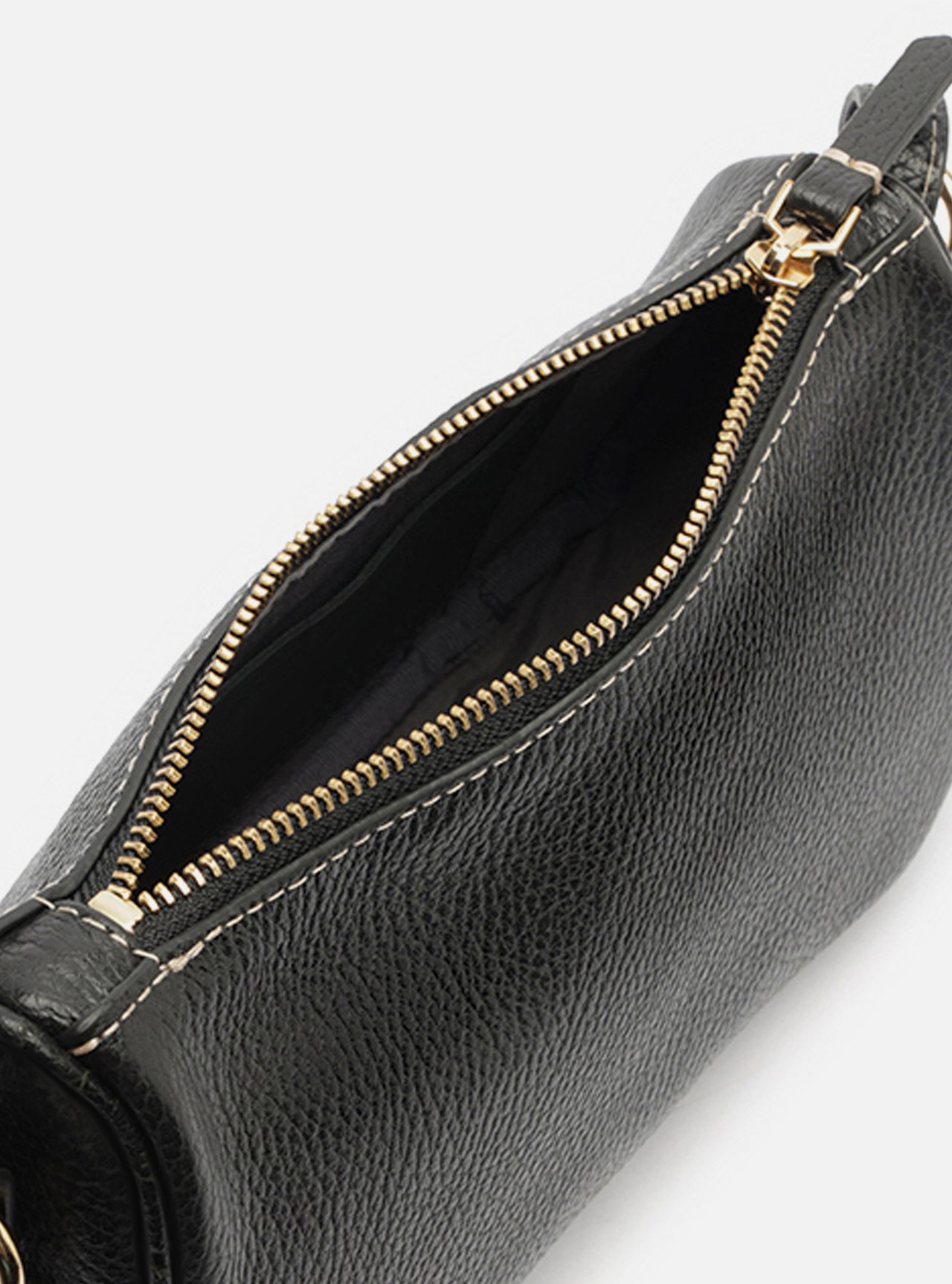 Bolsa Shoulder Preta Couro Pequena Metais — foto 4
